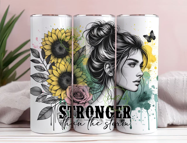 Stronger Than The Storm 20oz Tumbler Wrap, Sublimation Design, Straight Png Digital Download, Butterfly Motivational Tumbler PNG Sublimation PixelChick 