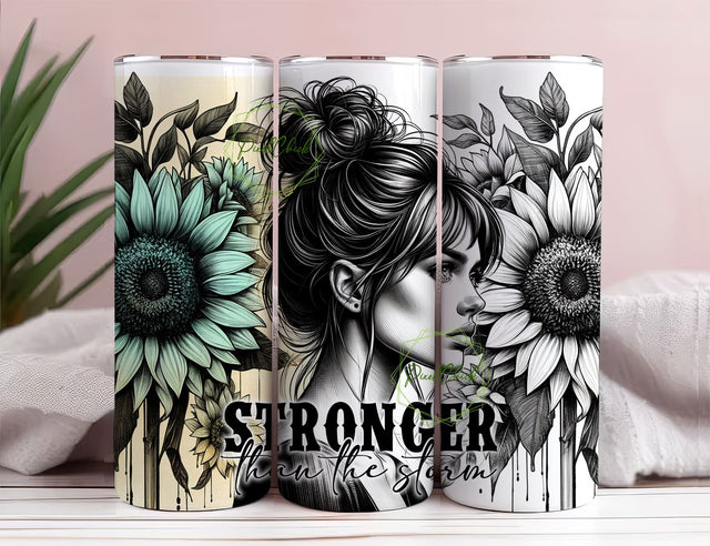 Stronger Than The Storm 20oz Tumbler Wrap, Sublimation Design, Straight Png Digital Download, Butterfly Motivational Tumbler PNG Sublimation PixelChick 