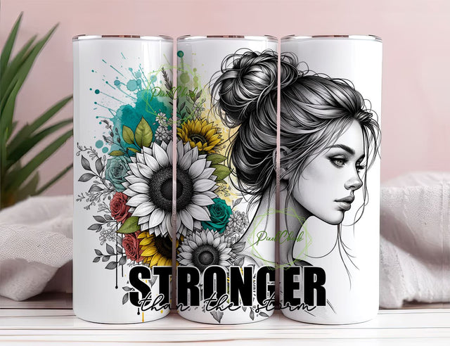 Stronger Than The Storm 20oz Tumbler Wrap, Sublimation Design, Straight Png Digital Download, Butterfly Motivational Tumbler PNG Sublimation PixelChick 