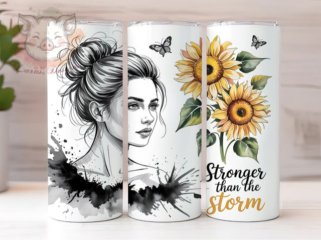 Stronger Than The Storm Quote Tumbler Wrap, Sublimation Design, Stronger Than The Storm, Positive Affirmation Wrap, Inspirational Tumbler, 20Oz Tumbler, Digital Download Sublimation Lara' s Designs 
