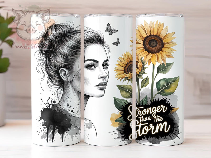 Stronger Than The Storm Quote Tumbler Wrap, Sublimation Design, Stronger Than The Storm, Positive Affirmation Wrap, Inspirational Tumbler, 20Oz Tumbler, Digital Download Sublimation Lara' s Designs 