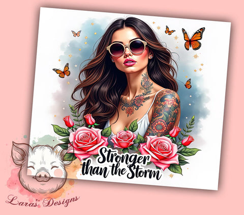 Stronger Than the Storm, Sarcastic Affirmations, 20oz Tumbler Wrap, PNG Download, Inspirational Gifts, Empowerment Designs, Digital Sublimation Sublimation Lara' s Designs 