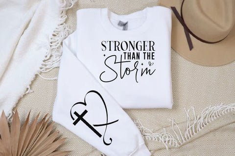 Stronger Than The Storm Sleeve SVG Design, Christian Sleeve SVG SVG Regulrcrative 