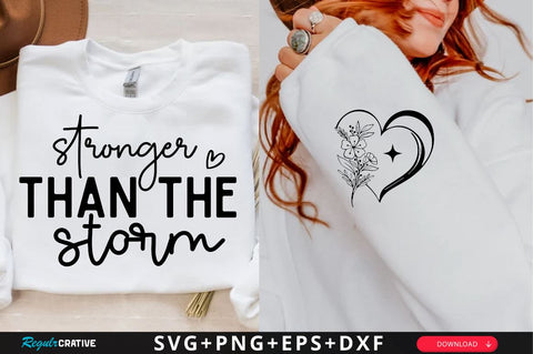 Stronger than the Storm Sleeve SVG Design, Inspirational sleeve SVG, Motivational Sleeve SVG Design, Positive Sleeve SVG SVG Regulrcrative 