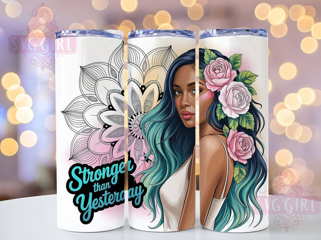 Stronger Than Yesterday Empowerment Tumbler Wrap, Positive Vibes Drinkware, Vibrant Bandana Design, Stronger Than Yesterday Quote, 20Oz Sublimation Wrap, Inspirational Gift Idea, Empowerment Coffee Cup Sublimation SvggirlplusArt 