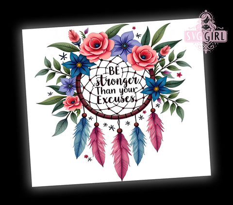 Stronger Than Your Excuses Tumbler, Motivational Tumbler Wrap, 20oz Sublimation Design, Workout Affirmation Tumbler, Inspirational Drinkware, Fitness Tumbler Wrap, Positive Quotes Tumbler Sublimation SvggirlplusArt 