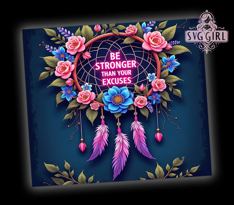 Stronger Than Your Excuses Tumbler, Motivational Tumbler Wrap, 20oz Sublimation Design, Workout Affirmation Tumbler, Inspirational Drinkware, Fitness Tumbler Wrap, Positive Quotes Tumbler Sublimation SvggirlplusArt 