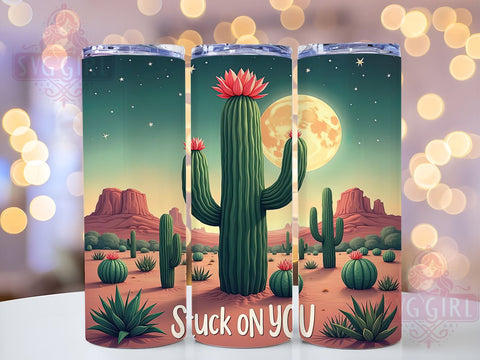 Stuck on You Cactus Tumbler Wrap, Cactus Tumbler, Stuck on You, 20oz Tumbler Wrap, Sublimation Design, Plant Lover Gift, Southwestern Decor, Cute Drinkware Sublimation SvggirlplusArt 