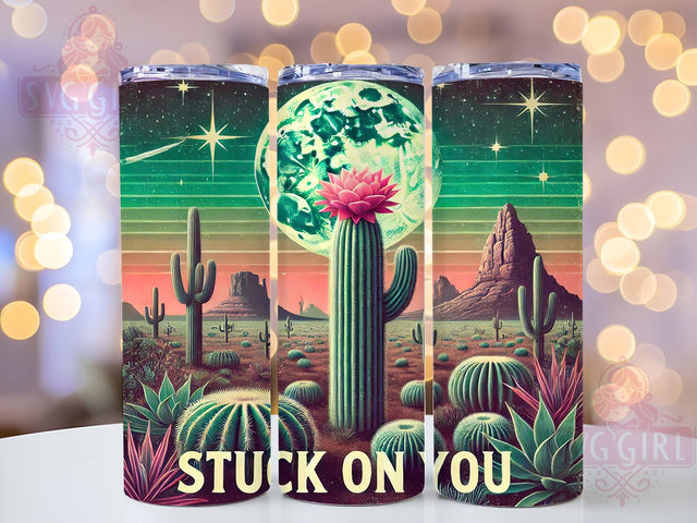 Stuck on You Cactus Tumbler Wrap, Cactus Tumbler, Stuck on You, 20oz Tumbler Wrap, Sublimation Design, Plant Lover Gift, Southwestern Decor, Cute Drinkware Sublimation SvggirlplusArt 