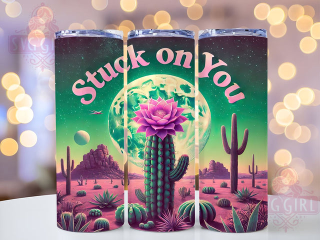 Stuck on You Cactus Tumbler Wrap, Cactus Tumbler, Stuck on You, 20oz Tumbler Wrap, Sublimation Design, Plant Lover Gift, Southwestern Decor, Cute Drinkware Sublimation SvggirlplusArt 
