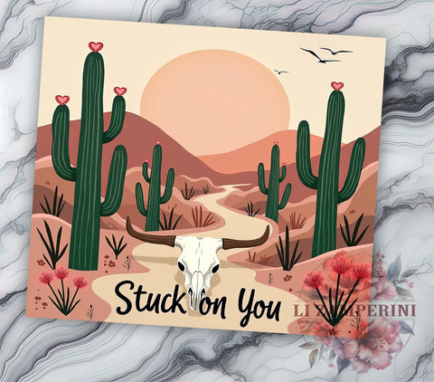 Stuck on You Cow Skull Tumbler Wrap, Cow Skull Tumbler, Stuck on You, 20oz Tumbler Wrap, Sublimation Design, Rustic Decor, Animal Lover Gift, Western Drinkware Sublimation Li Zamperini 