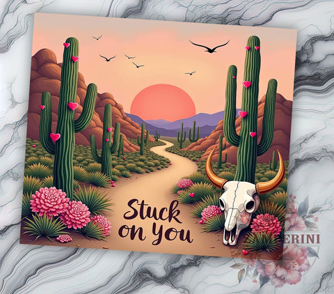 Stuck on You Cow Skull Tumbler Wrap, Cow Skull Tumbler, Stuck on You, 20oz Tumbler Wrap, Sublimation Design, Rustic Decor, Animal Lover Gift, Western Drinkware Sublimation Li Zamperini 