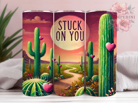 Stuck on You Western Cactus Tumbler Wrap, Western Cactus Tumbler, Stuck on You, 20oz Tumbler Wrap, Sublimation Design, Southwestern Decor, Cactus Lover Gift, Cute Drinkware Sublimation Li Zamperini 
