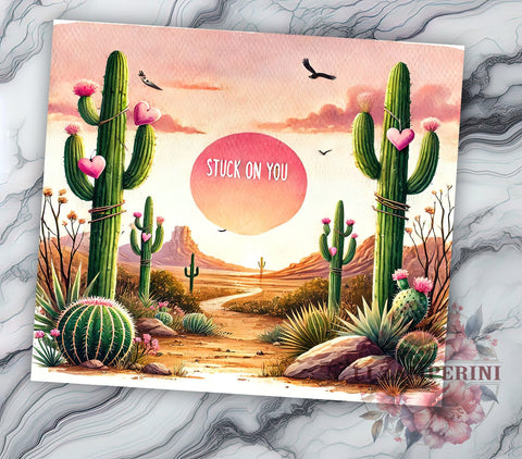 Stuck on You Western Cactus Tumbler Wrap, Western Cactus Tumbler, Stuck on You, 20oz Tumbler Wrap, Sublimation Design, Southwestern Decor, Cactus Lover Gift, Cute Drinkware Sublimation Li Zamperini 