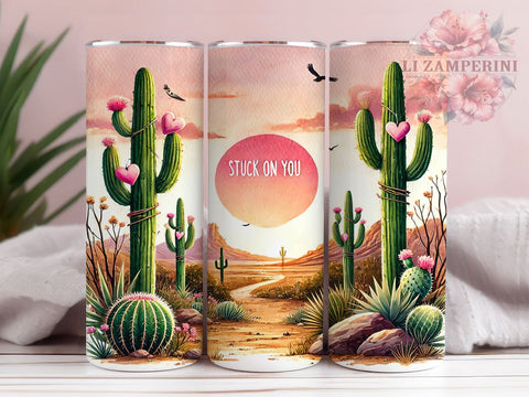 Stuck on You Western Cactus Tumbler Wrap, Western Cactus Tumbler, Stuck on You, 20oz Tumbler Wrap, Sublimation Design, Southwestern Decor, Cactus Lover Gift, Cute Drinkware Sublimation Li Zamperini 