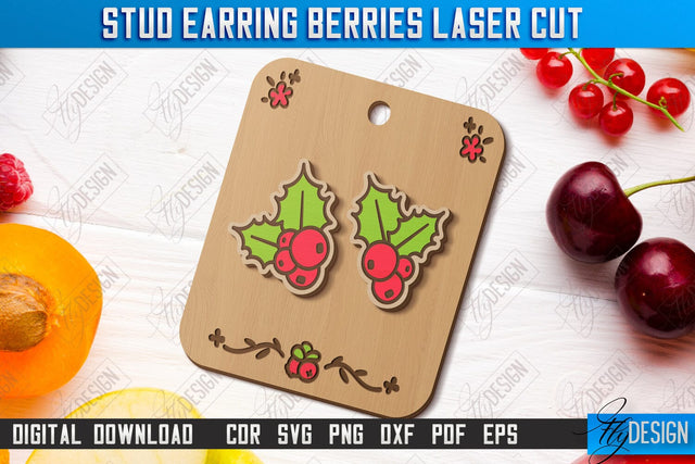 Stud Earrings Berries Laser Cut | Berry Shape | Jewelry | Accessories | CNC File SVG Fly Design 