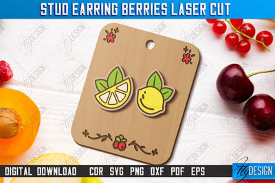 Stud Earrings Berries Laser Cut | Berry Shape | Jewelry | Accessories | CNC File SVG Fly Design 