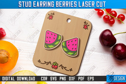 Stud Earrings Berries Laser Cut Bundle | Berry Shape | Jewelry | Accessories | CNC Files SVG Fly Design 