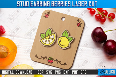 Stud Earrings Berries Laser Cut Bundle | Berry Shape | Jewelry | Accessories | CNC Files SVG Fly Design 