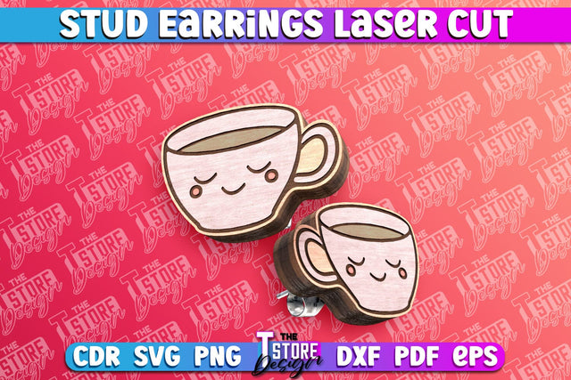Stud Earrings Laser Cut | Cup Laser Cut SVG Design | CNC Files SVG The T Store Design 