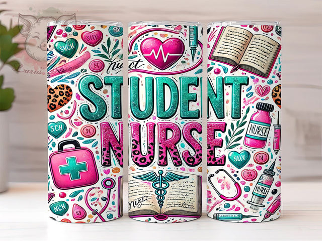 Student Nurse Life 20oz Tumbler, Nursing Student Gift, 20oz Tumbler Wrap, Nurse Life Design, Nursing School Supplies, Inspirational Tumbler, Healthcare Student Gift Sublimation Lara' s Designs 