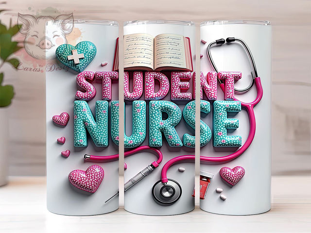 Student Nurse Life 20oz Tumbler, Nursing Student Gift, 20oz Tumbler Wrap, Nurse Life Design, Nursing School Supplies, Inspirational Tumbler, Healthcare Student Gift Sublimation Lara' s Designs 