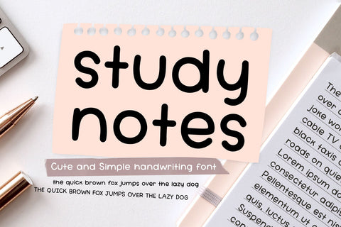 Study Notes - Cute Handwriting Font Font Jyllyco 