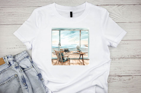 Study Room with Sea Background Art Bundle Sublimation Designangry 