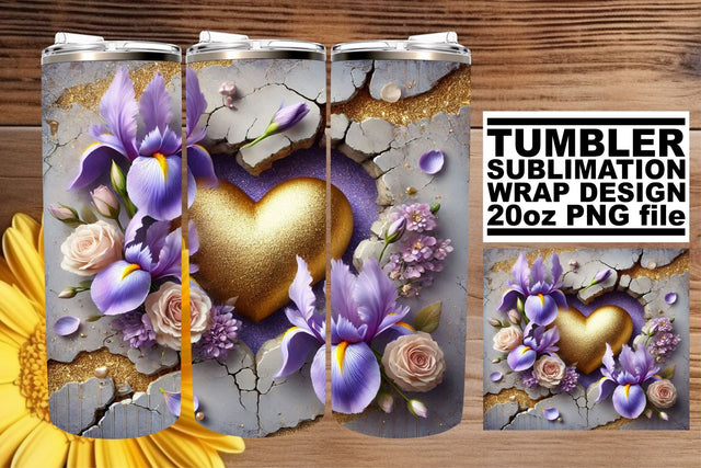 Stunning 20oz tumbler wrap, enhance your sublimation designs! , 3D Heart Sublimation afrosvg 