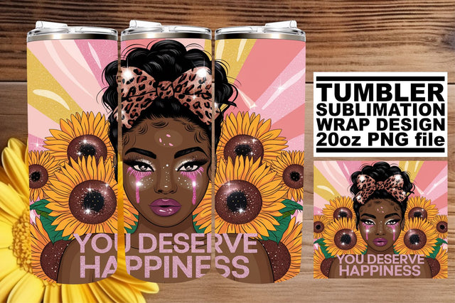 Stunning 20oz tumbler wrap, enhance your sublimation designs! , Afro Woman Sublimation afrosvg 