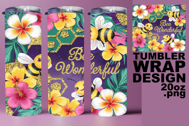 Stunning 20oz wrap, vibrant PNG for your creativity! , Bee Sublimation HoodArtCraft 