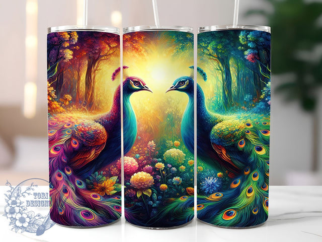 Stunning 3D Rainbow Peacock Tumbler, Colorful Peacock Wrap, 20oz Sublimation Tumbler, Vibrant Peacock Design, Rainbow Bird Tumbler, Exotic Rainbow Peacocks, Stunning Peacock Tumbler Sublimation ToriDesigns 