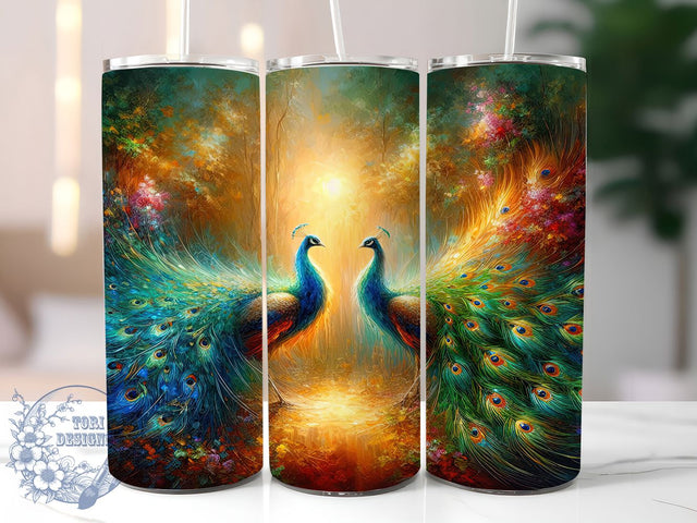 Stunning 3D Rainbow Peacock Tumbler, Colorful Peacock Wrap, 20oz Sublimation Tumbler, Vibrant Peacock Design, Rainbow Bird Tumbler, Exotic Rainbow Peacocks, Stunning Peacock Tumbler Sublimation ToriDesigns 
