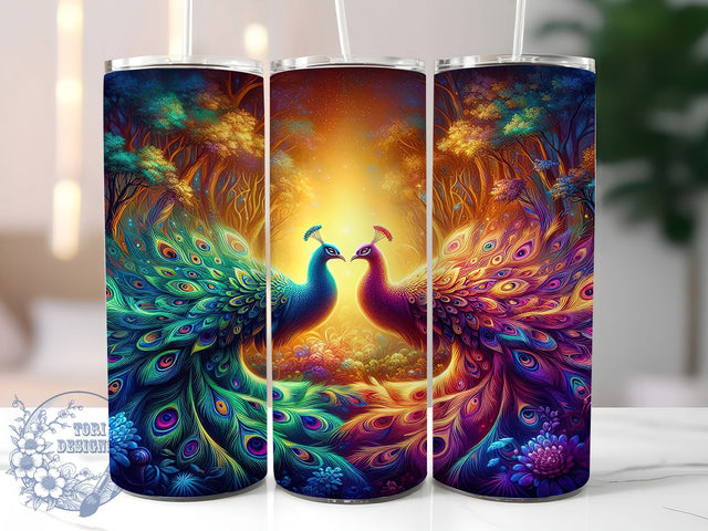 Stunning 3D Rainbow Peacock Tumbler, Colorful Peacock Wrap, 20oz Sublimation Tumbler, Vibrant Peacock Design, Rainbow Bird Tumbler, Exotic Rainbow Peacocks, Stunning Peacock Tumbler Sublimation ToriDesigns 