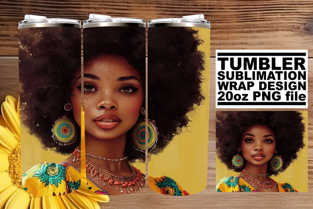 Stunning Afro Woman Portraits - Tumbler Art Sublimation afrosvg 