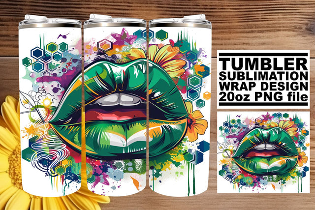 Stunning Colorful Lips Design – 20oz Tumbler Sublimation Wrap Sublimation afrosvg 