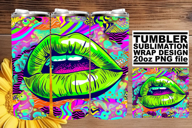 Stunning Colorful Lips Tumbler Wrap – 20oz Sublimation Art Print Sublimation afrosvg 