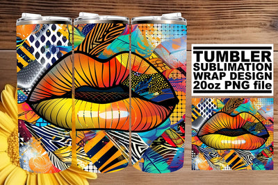 Stunning Colorful Lips Tumbler Wrap – 20oz Sublimation Art Sublimation afrosvg 