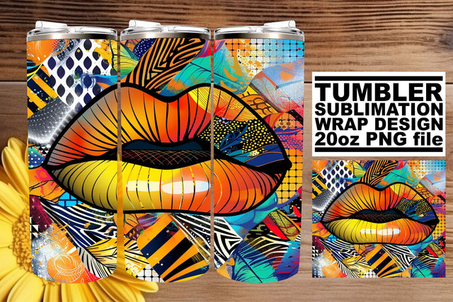 Stunning Colorful Lips Tumbler Wrap – 20oz Sublimation Art Sublimation afrosvg 