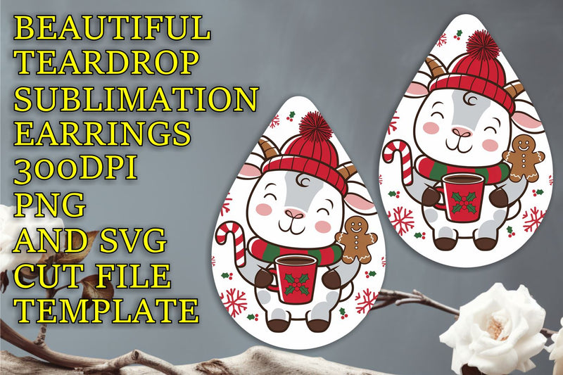 Stunning earring design, perfect for sublimation projects, Christmas Sublimation HoodArtCraft 