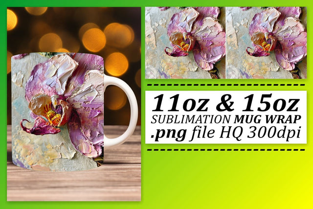 Stunning Floral Artistry in Every Sip - Oil Paint Pattern Mug Wrap - Sublimation Sublimation afrosvg 