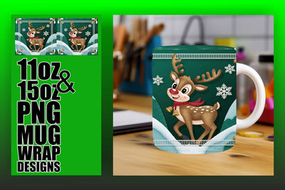 Stunning mug templates, make your designs stand out! , 3D Xmas Sublimation HoodArtCraft 