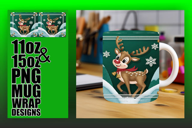 Stunning mug templates, make your designs stand out! , 3D Xmas Sublimation HoodArtCraft 