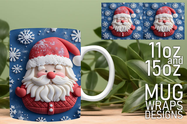Stunning mug wrap designs, elevate your sublimation art! , 3D Santa Sublimation HoodArtCraft 