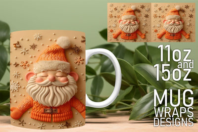 Stunning mug wrap templates, perfect for every occasion! , 3D Santa Sublimation HoodArtCraft 