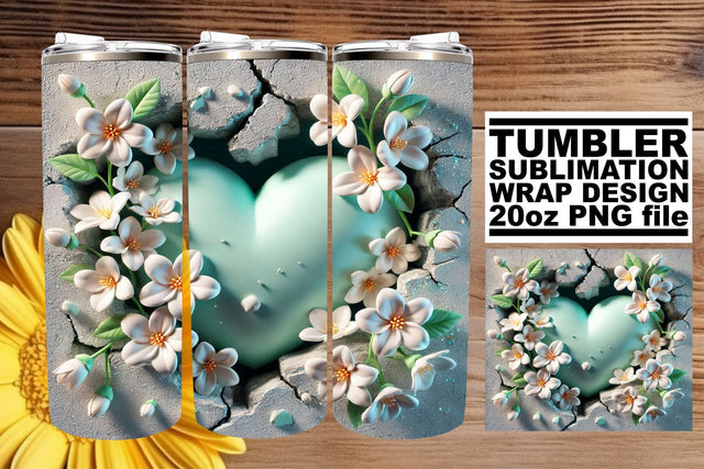 Stunning PNG tumbler wrap, elevate your drinkware collection! , 3D Heart Sublimation afrosvg 