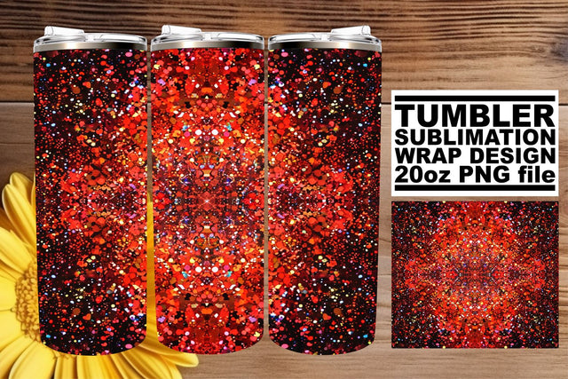 Stunning Red Glitter Pattern Tumbler Wrap Artwork Sublimation afrosvg 