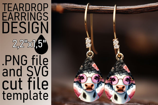 Stunning teardrop earrings, high-resolution PNG available! , Valentines Sublimation afrosvg 
