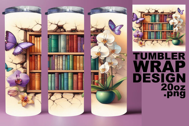 Stunning tumbler wrap, high-quality PNG for projects! , Books Sublimation HoodArtCraft 