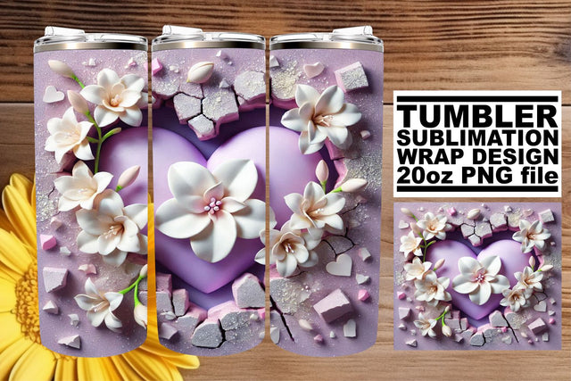 Stunning tumbler wrap, ideal for any occasion! , 3D Heart Sublimation afrosvg 